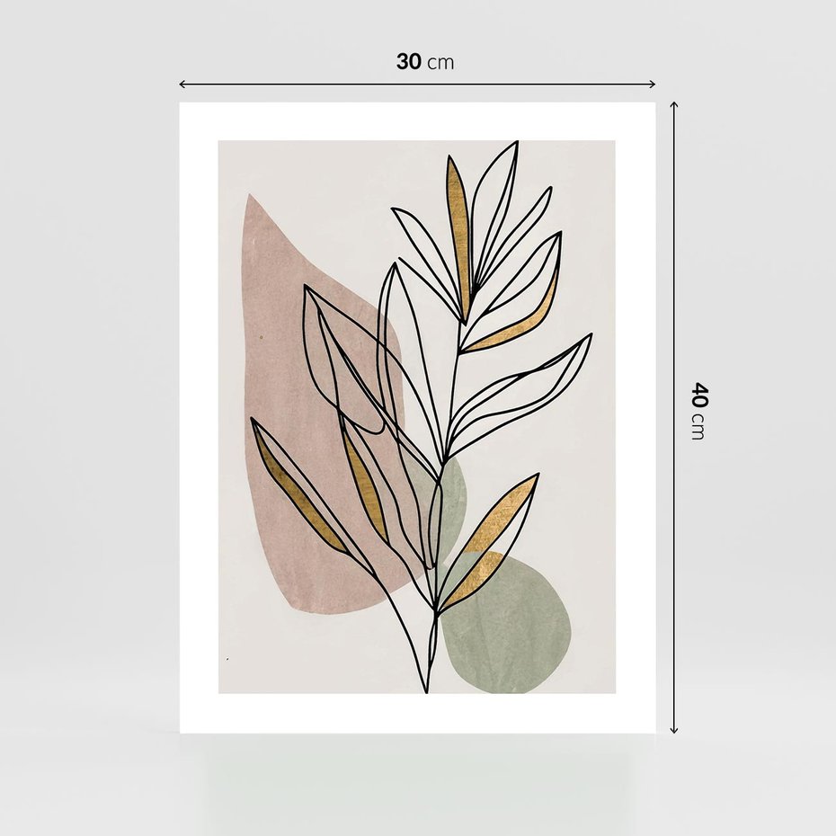 Plakat bez ramy 30x40 - Impulsy Subtelnej Harmonii - abstrakcyjny obraz boho, liście