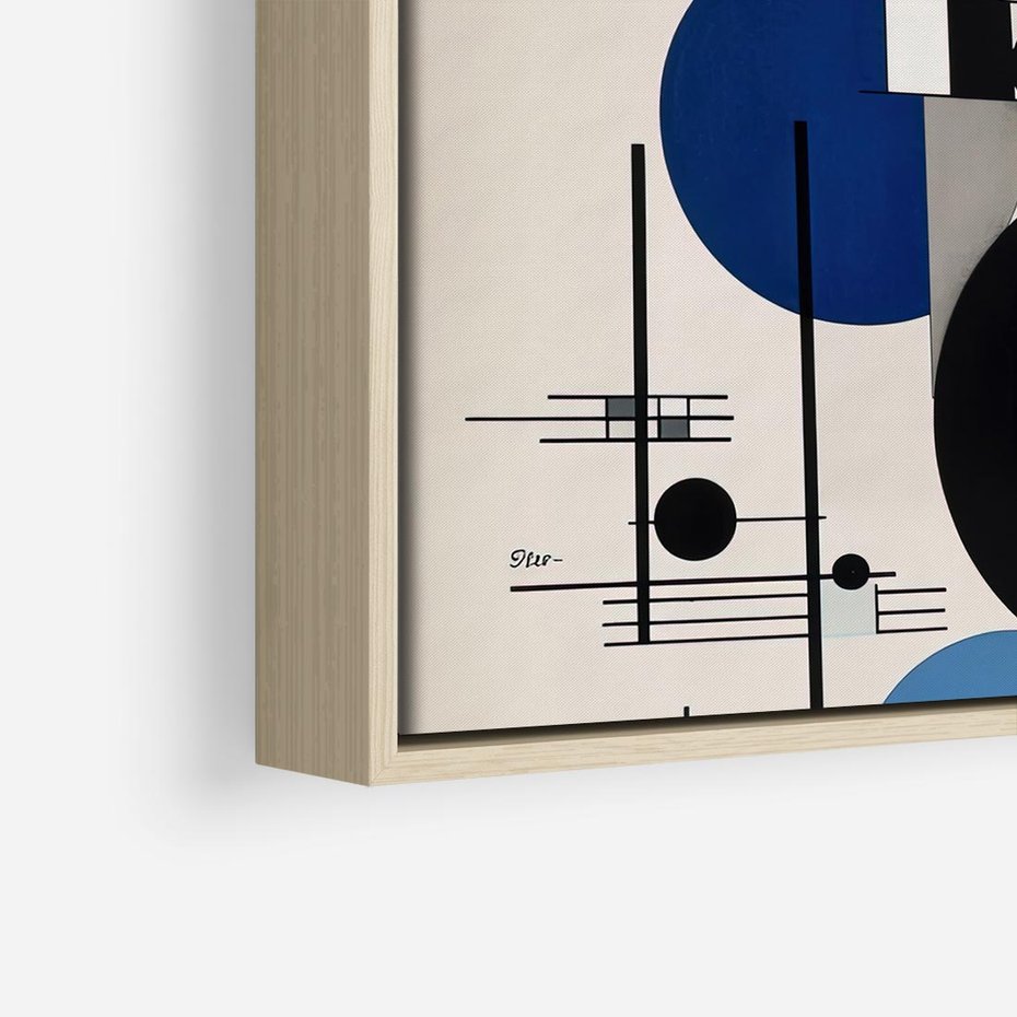 Obraz w ramie 50x50 - Rozkwitające Wibracje Wyobraźni - abstrakcyjna geometryczna kompozycja, koła linie - rama drewno