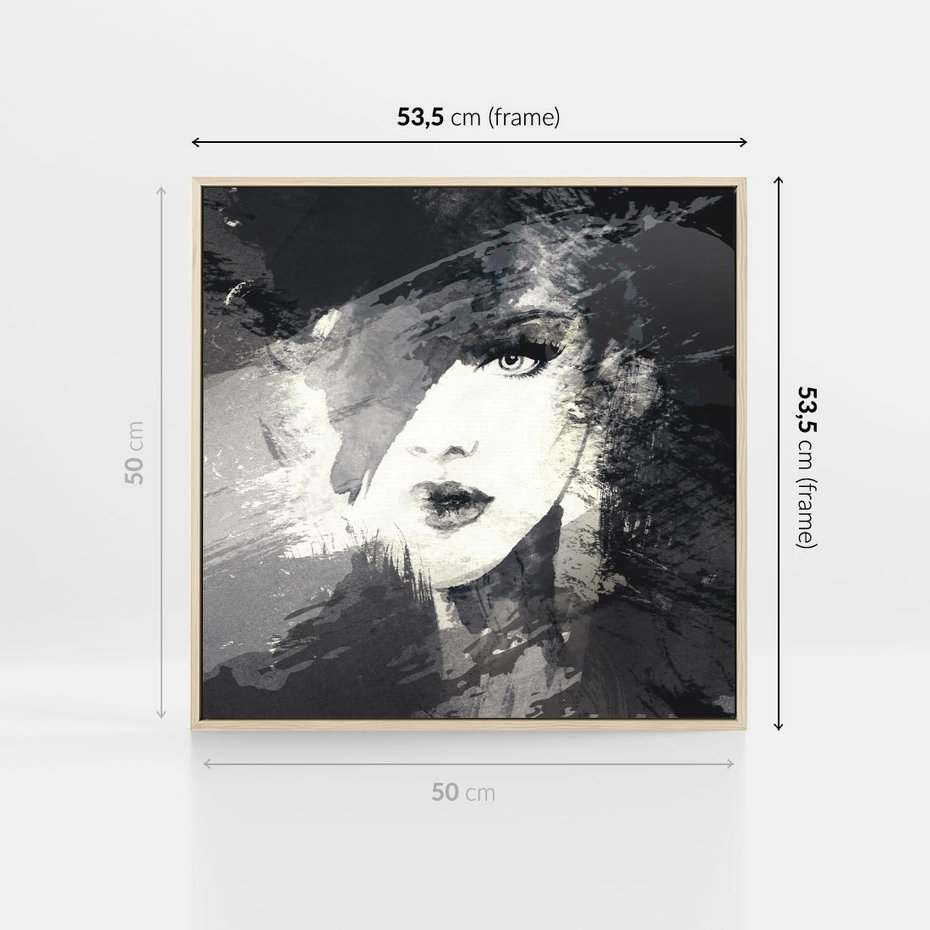 Obraz w ramie 50x50 - Abstrakcyjna wizja kobiety - abstrakcja, kobieta - rama drewno