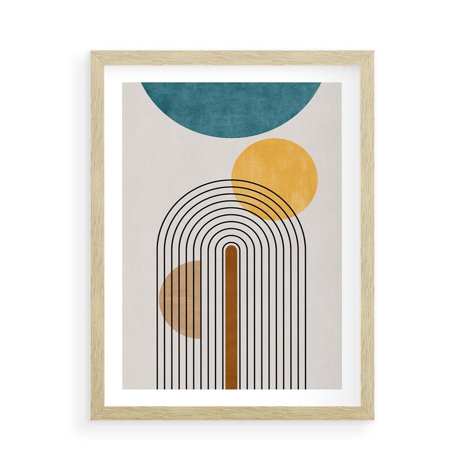 Plakat w ramie 50x70 - Wewnętrzne Labirynty Form - styl mid century, nowoczesna sztuka - rama drewno