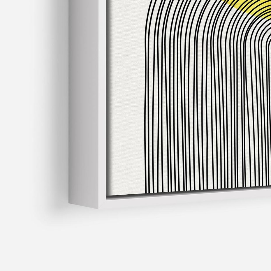 Obraz w ramie 50x50 - Słoneczne Odbicia - geometria, żółte koło - rama biała