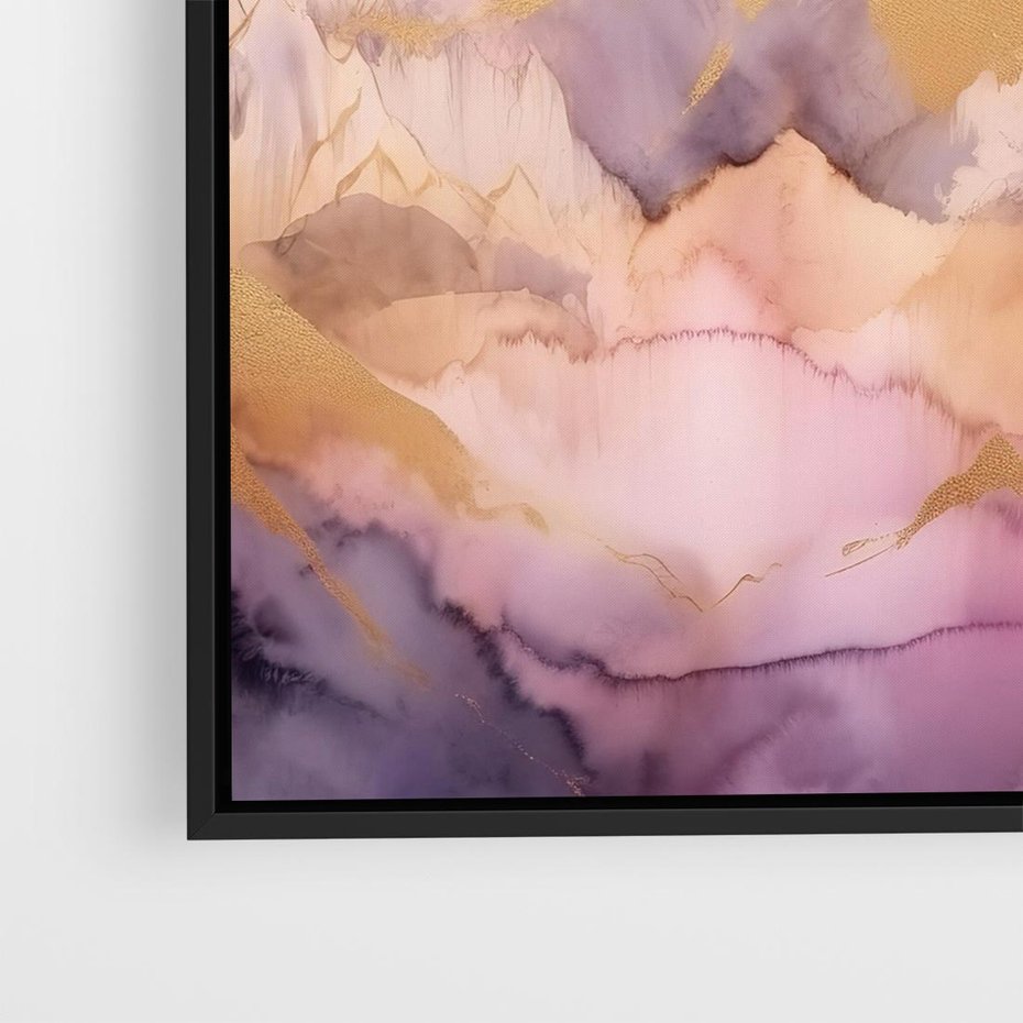 Obraz w ramie 50x50 - Pastelowe Wzgórza - pastelowe, różowe góry - rama czarna