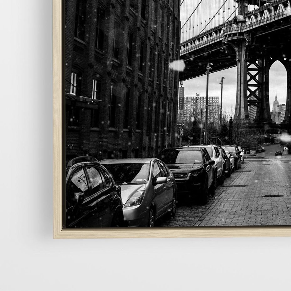 Obraz w ramie 80x80 - Ikona Miasta - Nowy Jork, most - rama drewno