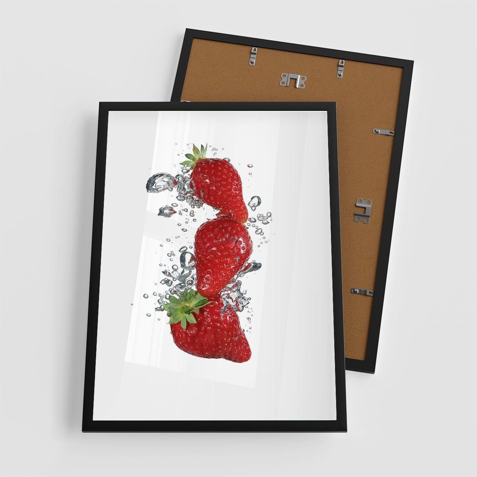 Plakat w ramie 50x70 - Aromatyczne truskawki w pełnym rozkwicie - truskawki, owoce - rama czarna