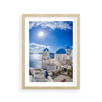 Plakat w ramie 30x40 - Uroki Santorini we Włoszech - Santorini, Włochy - rama drewno