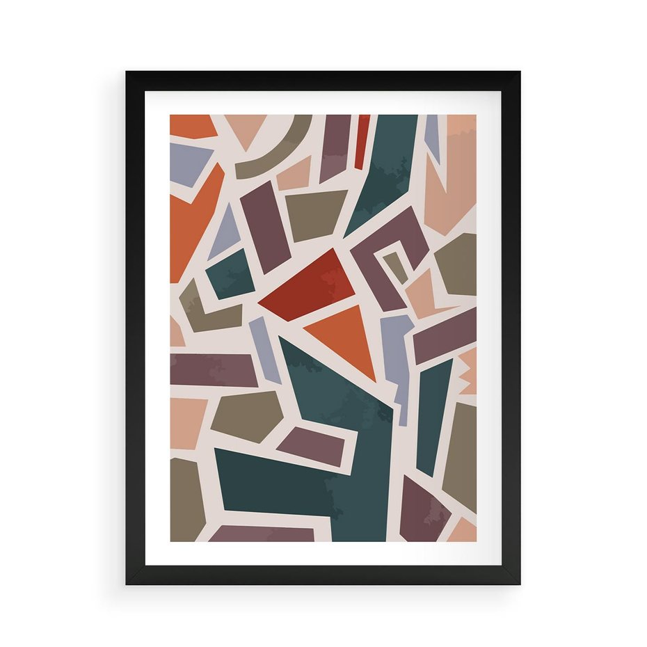 Plakat w ramie 50x70 - Modernistyczna Transcendencja - geometryczne kształty, mozaika - rama czarna