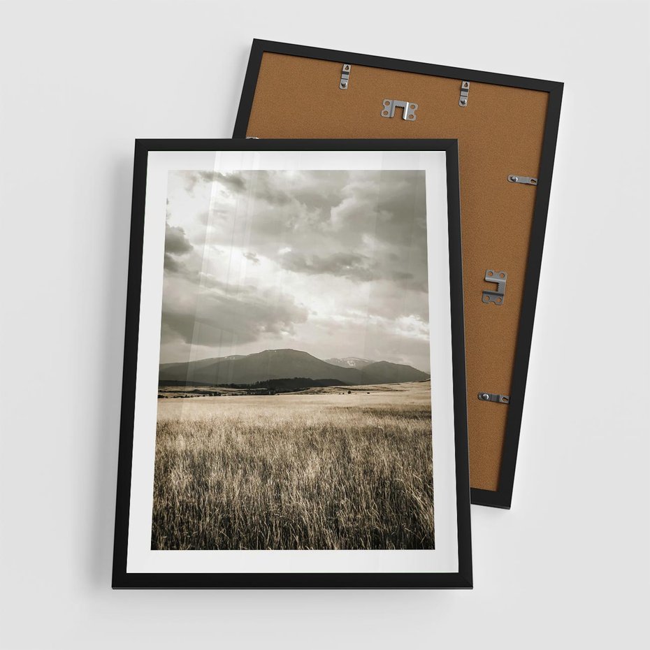 Plakat w ramie 50x70 - Nostalgiczny Krajobraz - pole, krajobraz - rama czarna