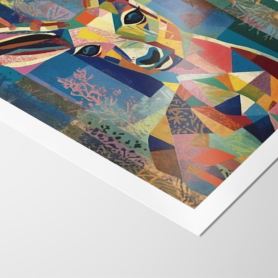 Plakat bez ramy 21x30 - Bezgraniczne Kontury Zaskoczenia - abstrakcyjny obraz olejny, jeleń