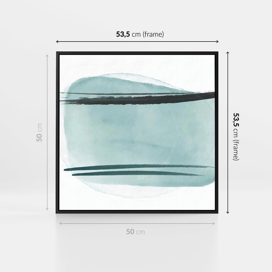 Obraz w ramie 50x50 - Turkusowy Świat - minimlizm, abstrakcja - rama czarna