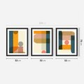 Zestaw obrazy w ramie 50x70 galeria - Retro, kolorowe, geometryczne - rama czarna
