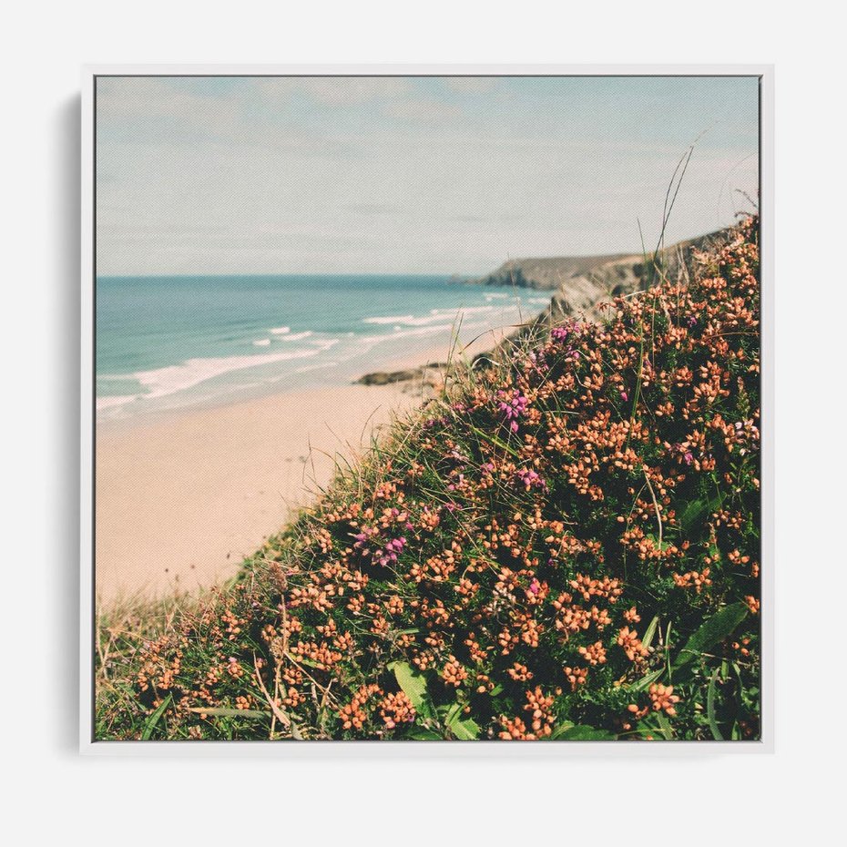 Obraz w ramie 80x80 - Perspektywa Klifu - fotografia, ocean - rama biała