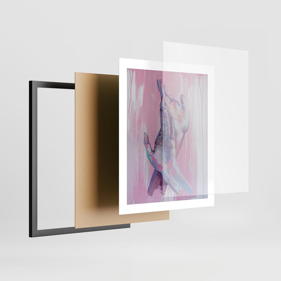 Plakat w ramie 40x50 - Splecione - obraz olejny, pastelowe kolory - rama czarna