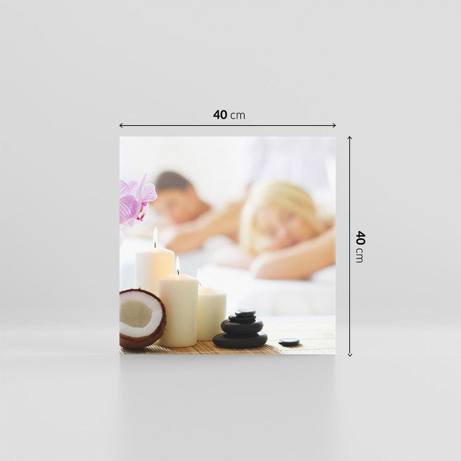 Obraz na płótnie 40x40 - Kokos, świece i kwiaty w SPA - kokos, świece