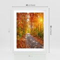 Plakat w ramie 40x50 - Kolorowe drzewa na ścieżce jesieni - las, jesień - rama biała