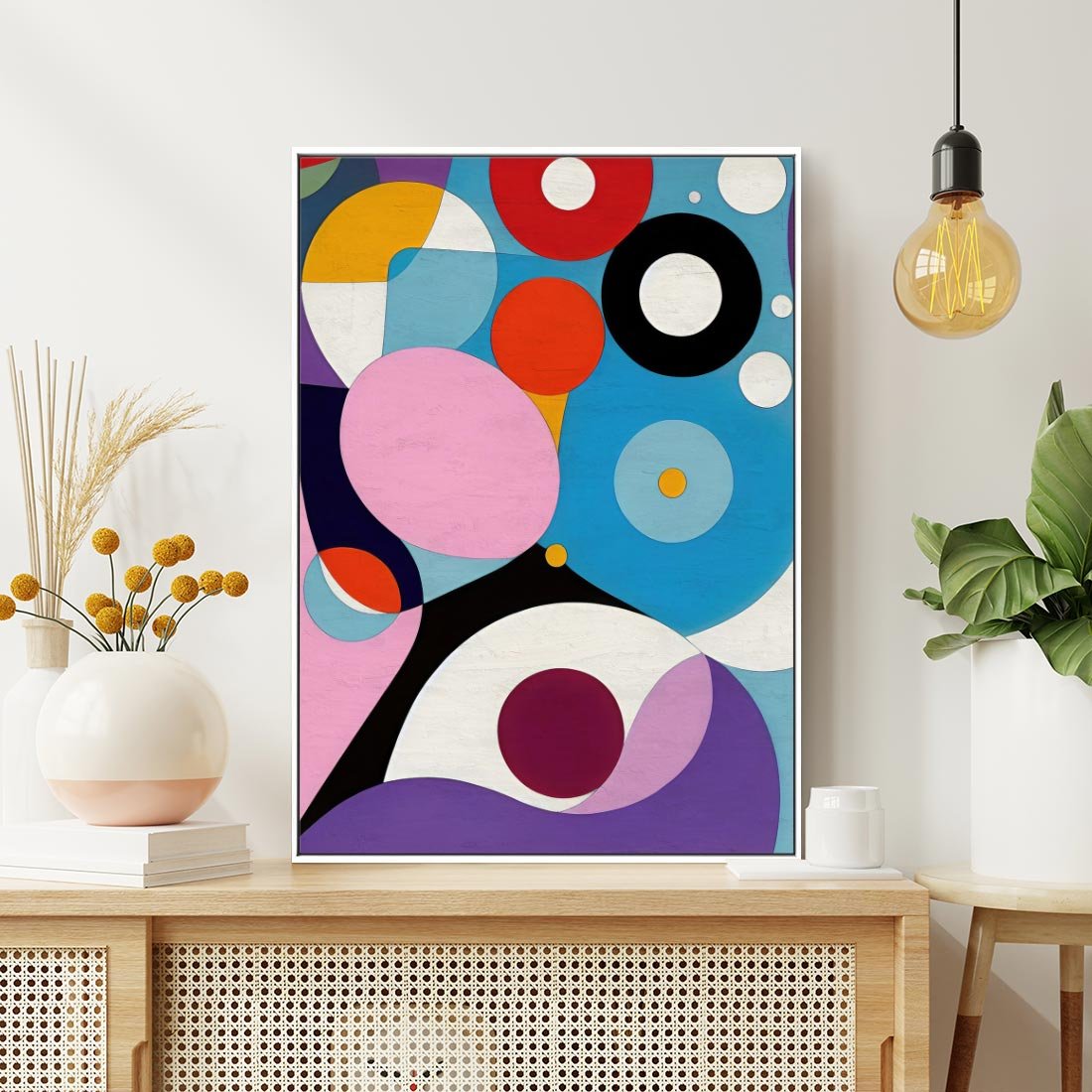 Obraz w ramie 80x120 - Kolorowe Ulotności - abstrakcyjny obraz olejny, żywe kolory - rama biała