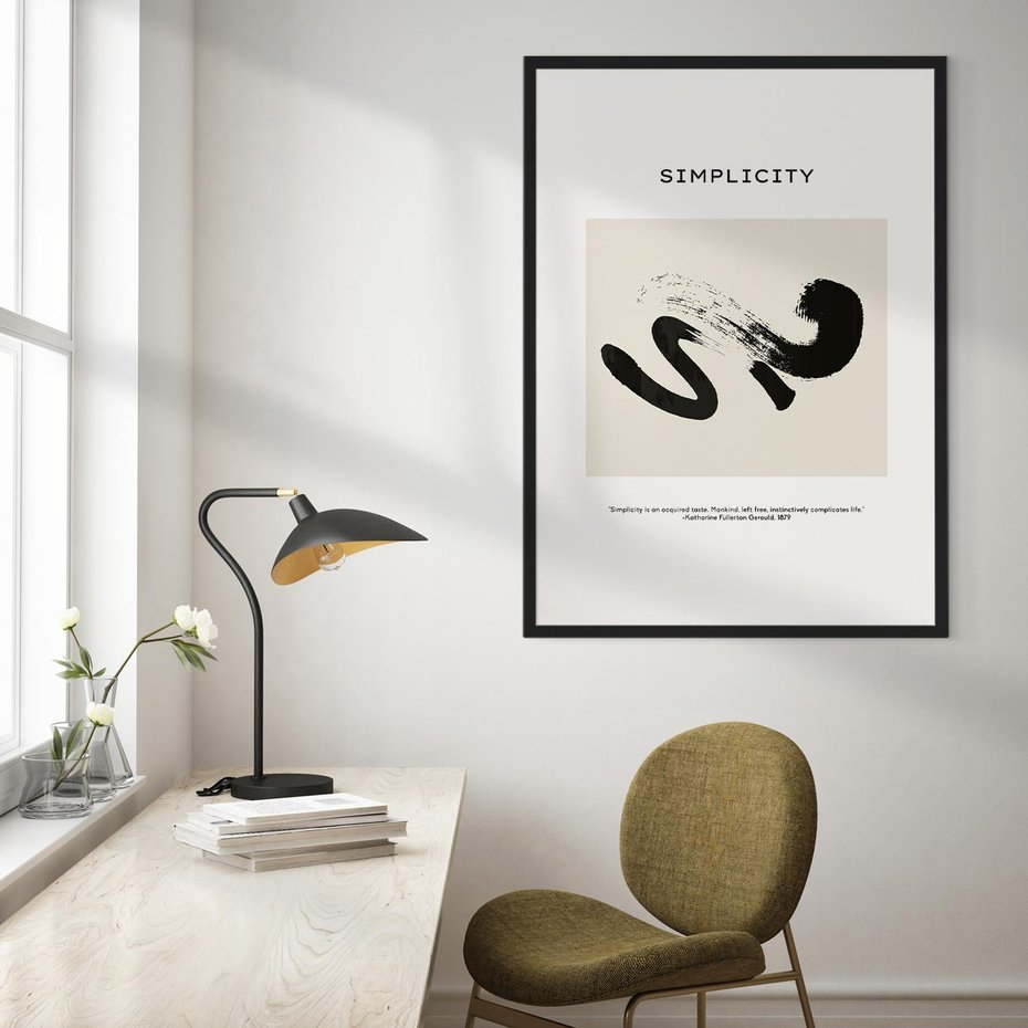 Plakat w ramie 40x50 - Prostota w kształcie - abstrakcja, maźnięcie farbą - rama czarna