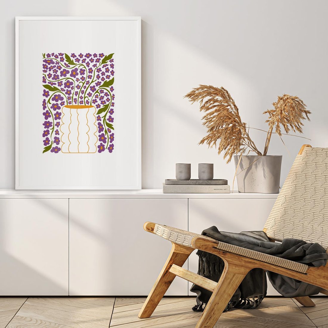 Plakat bez ramy 50x70 - Witalność Kwiatów - kwiaty w wazonie, minimalistyczna kompozycja