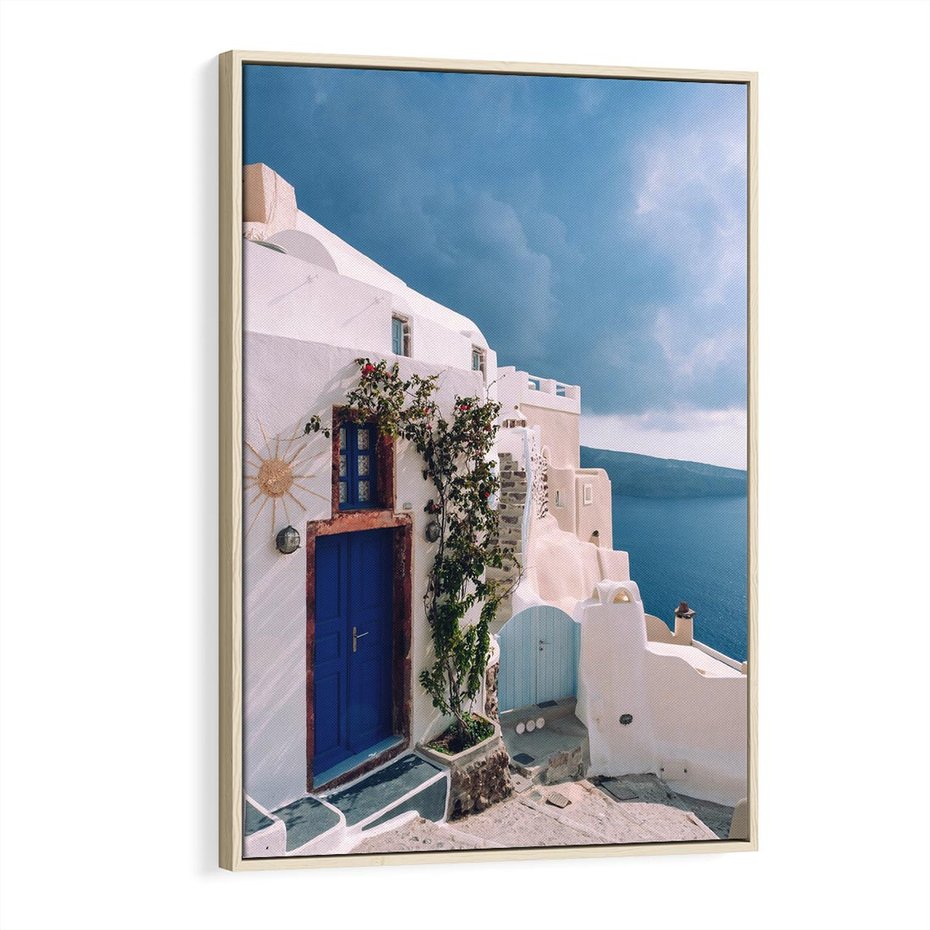 Obraz w ramie 80x120 - Urok Greckiej Wyspy - Santorini, Grecja - rama drewno