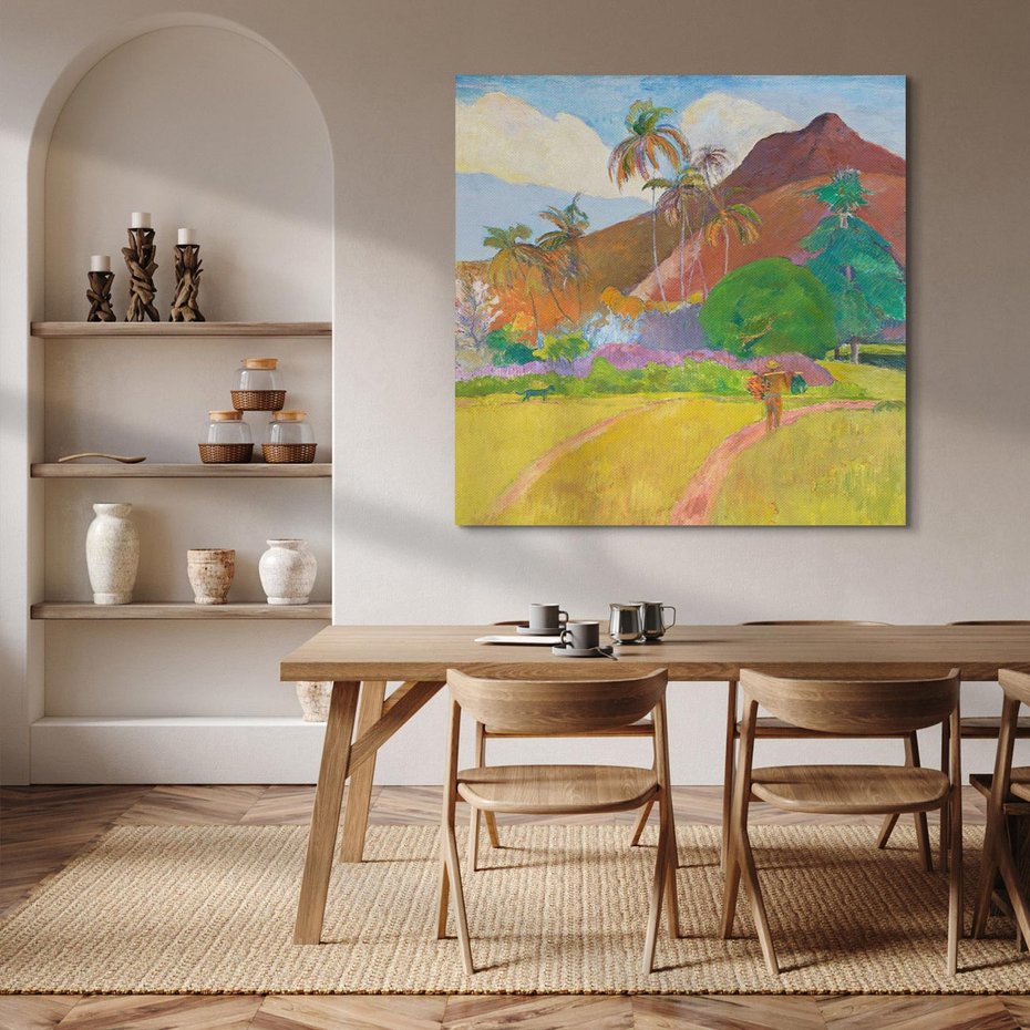 Obraz na płótnie 40x40 - Krajobraz Tahiti 1891, Paul Gauguin - Reprodukcja - reprodukcja, obraz na płótnie