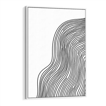 Obraz w ramie 50x70 - Refrakcje Przestrzeni - mnimalistyczna forma, czarne linie - rama biała