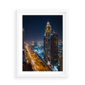 Plakat w ramie 50x70 - Nocna magia - miasto, noc - rama biała