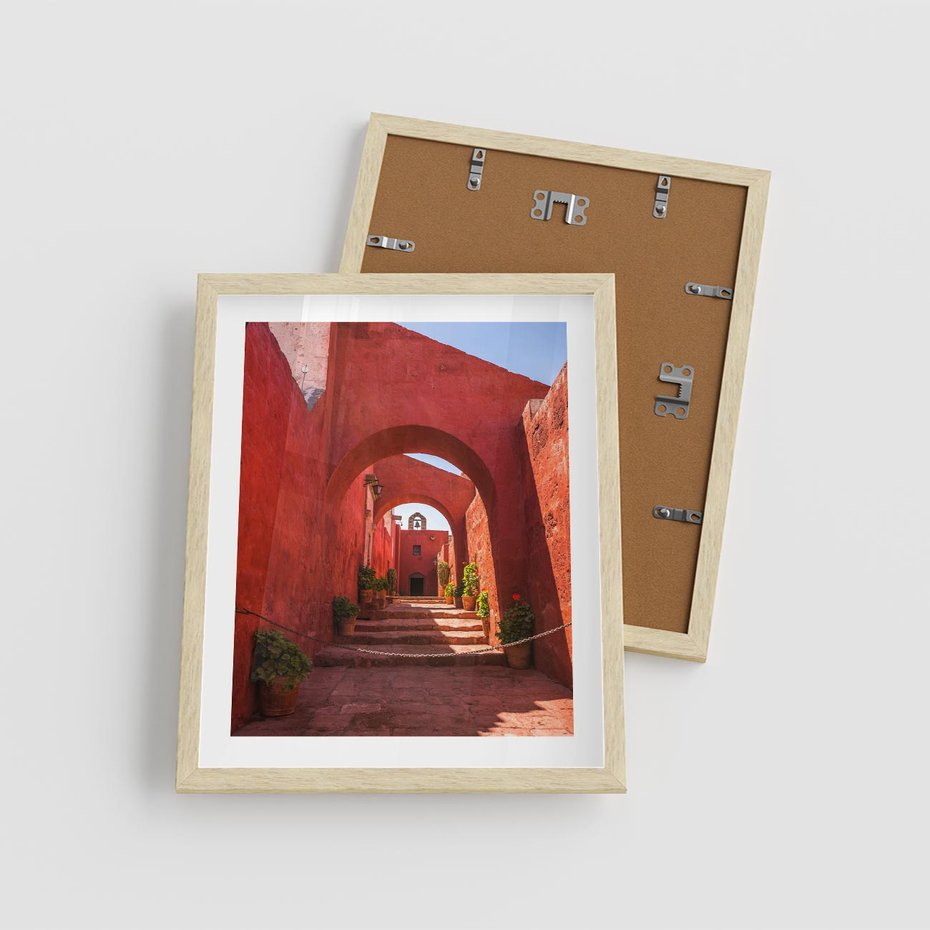 Plakat w ramie 40x50 - Perspektywa Uliczki - uliczka, perspektywa - rama drewno