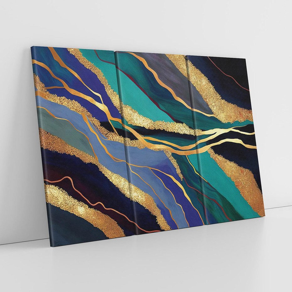 Obraz na płótnie 120x80 - Sztorm malarskich emocji - marmur, abstrakcyjna grafika