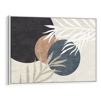 Obraz w ramie 100x70 - Symfonia skradzionych chwil - cienie liści palmy, beżowe tłó - rama biała