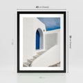 Plakat w ramie 40x50 - Powitanie Wyspy - Santorini, drzwi - rama czarna