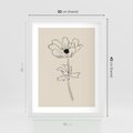 Plakat w ramie 30x40 - Przenikający Dialog - szkic kwiatu, mnimalistyczny szkic - rama biała