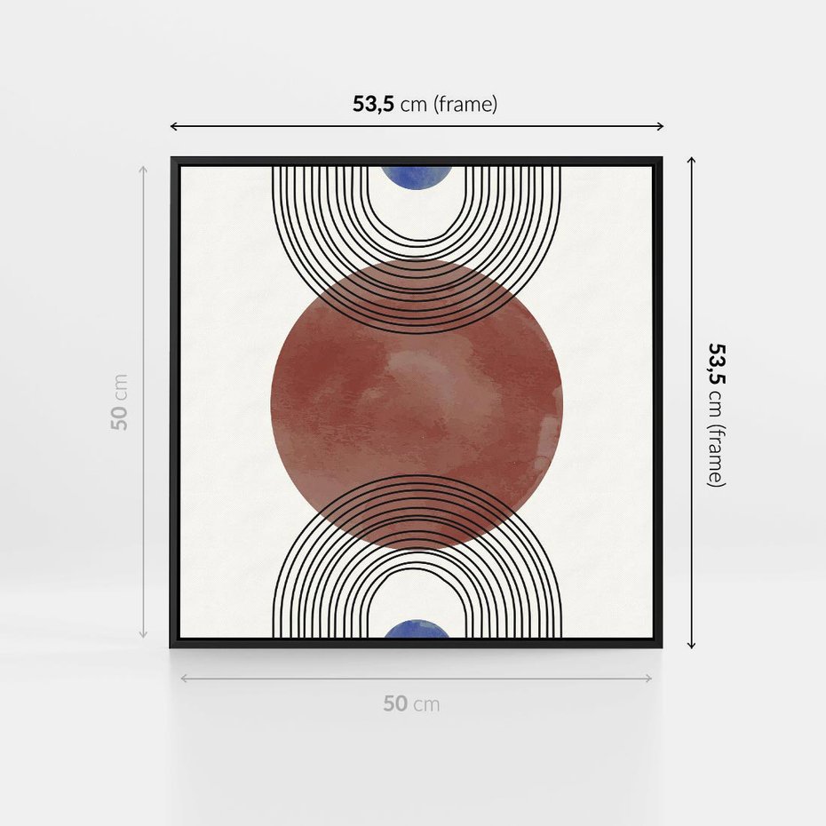 Obraz w ramie 50x50 - Księga Impulsów - nowoczesny plakat, styl midcentury - rama czarna