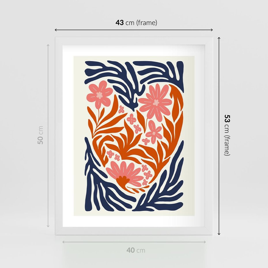 Plakat w ramie 40x50 - Kwiatami Splecione - kwiaty, nowoczesny plakat - rama biała