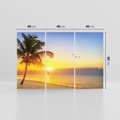 Obraz na płótnie 120x80 - Słońce, plaża i palmy: romantyczny zachód - plaża, zachód