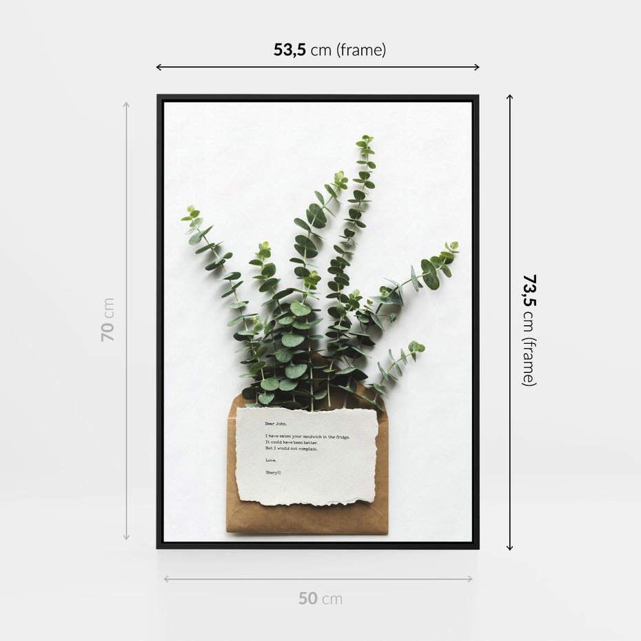 Obraz w ramie 50x70 - Eukaliptusowa harmonia - eukaliptus, liście - rama czarna