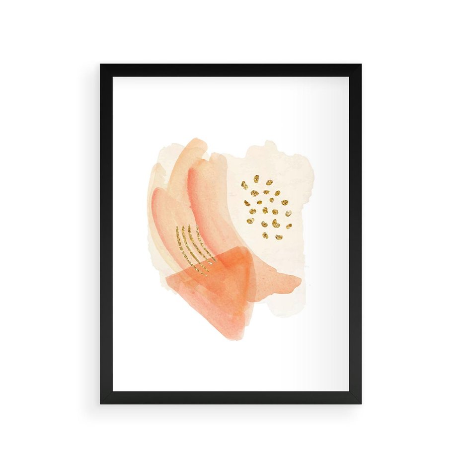 Plakat w ramie 30x40 - Rozkwitające Odbicia Form - abstrakcyjne akwarelowe plamy, minimalizm - rama czarna