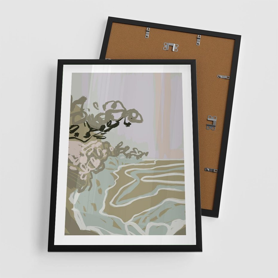 Plakat w ramie 50x70 - Wizja Przestrzeni - pastelowy krajobraz, nowoczesny plakat - rama czarna