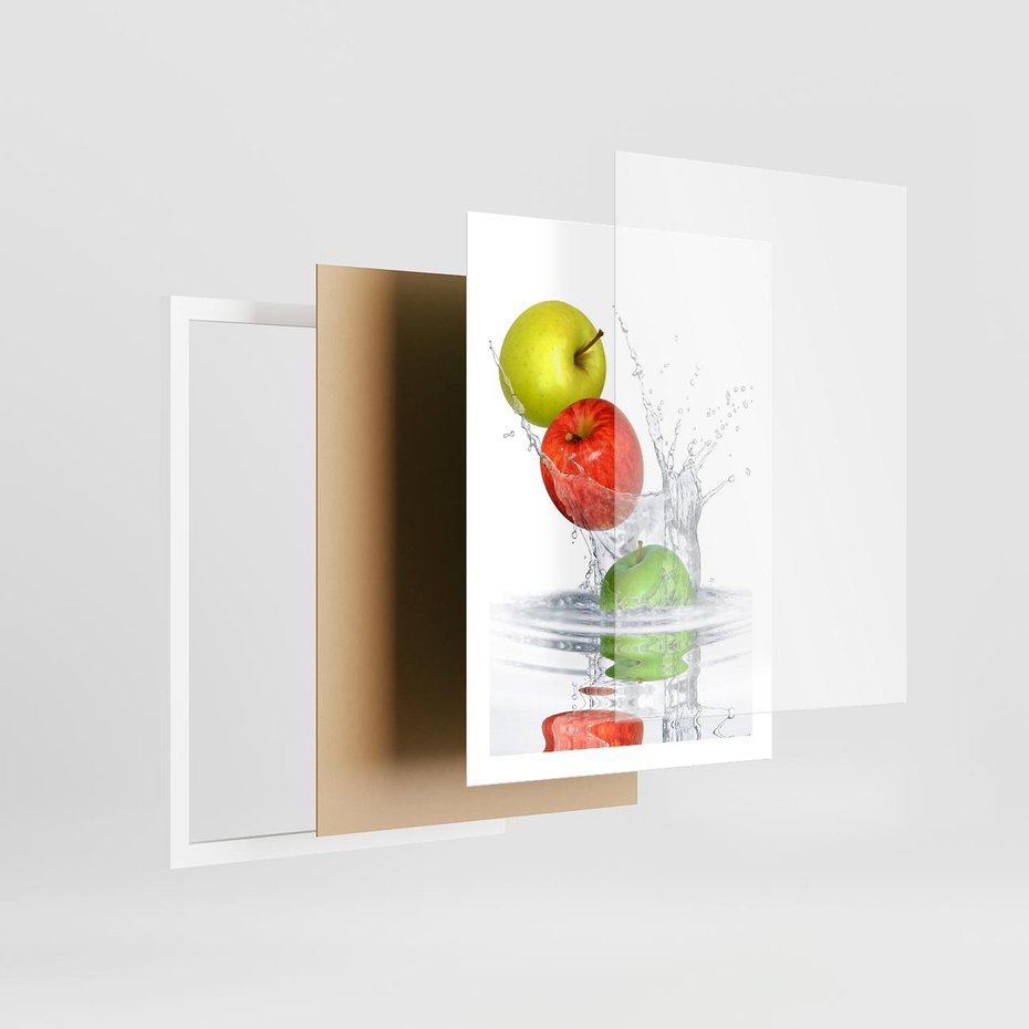 Plakat w ramie 50x70 - Jabłkowa Fantazja - owoce, jabłka - rama biała