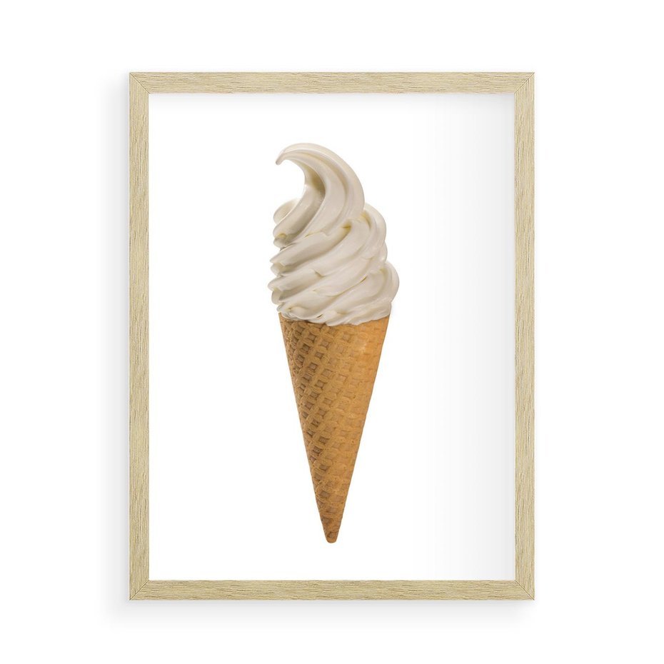 Plakat w ramie 50x70 - Rozkoszna Chłodząca Radość - lody, lód - rama drewno