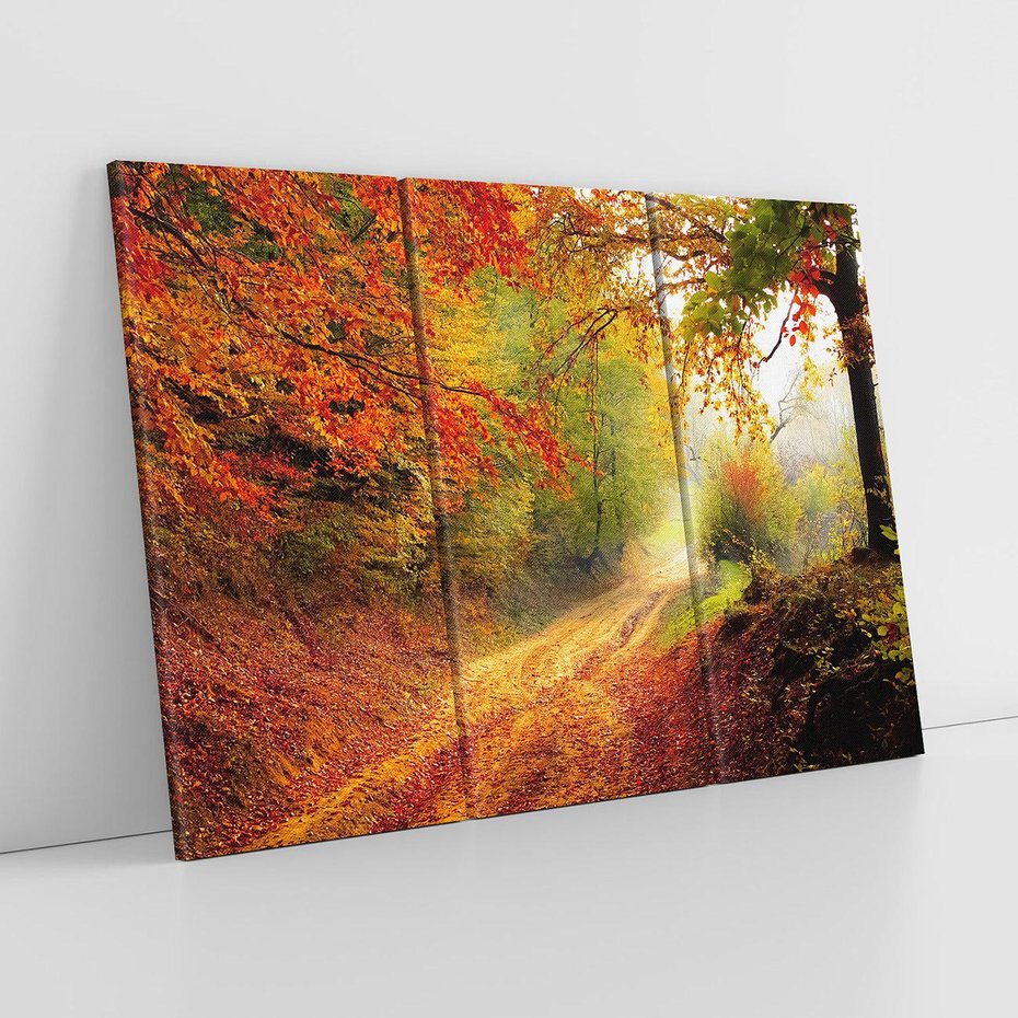 Obraz na płótnie 120x80 - Jesienny las - malownicza droga - las, jesień