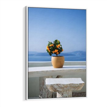 Obraz w ramie 80x120 - Uroki Santorini - Santorini, Grecja - rama biała