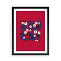 Plakat w ramie 50x70 - Kolorowe Przenikanie - abstrakcyjna kwiatowa kompozycja, czerwone mocne tło - rama czarna