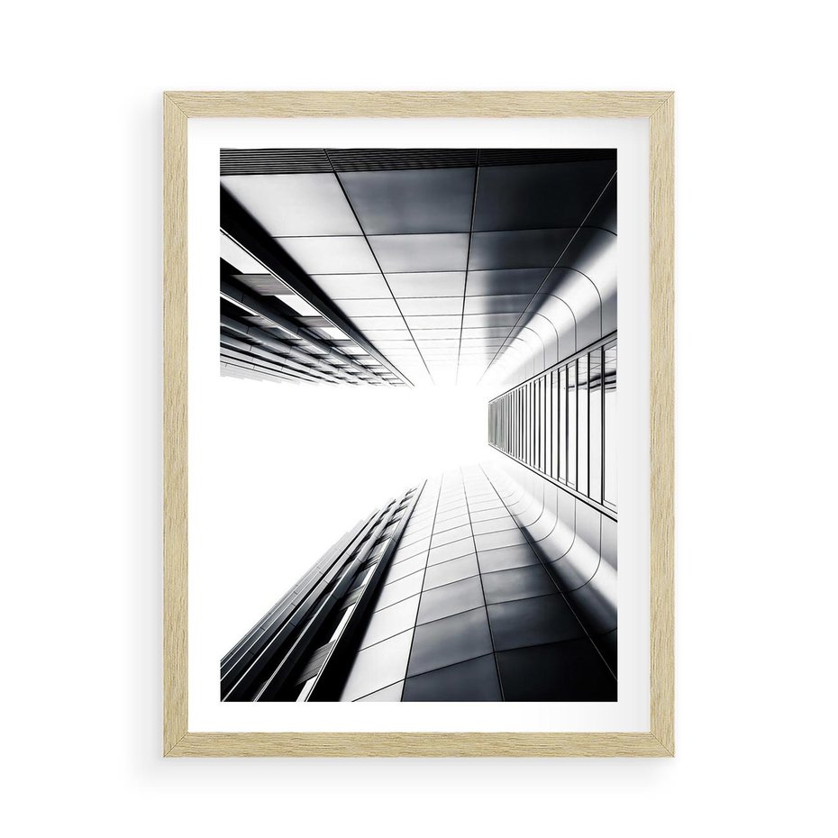 Plakat w ramie 50x70 - Architektura o Prostych Formach - architektura, proste formy - rama drewno
