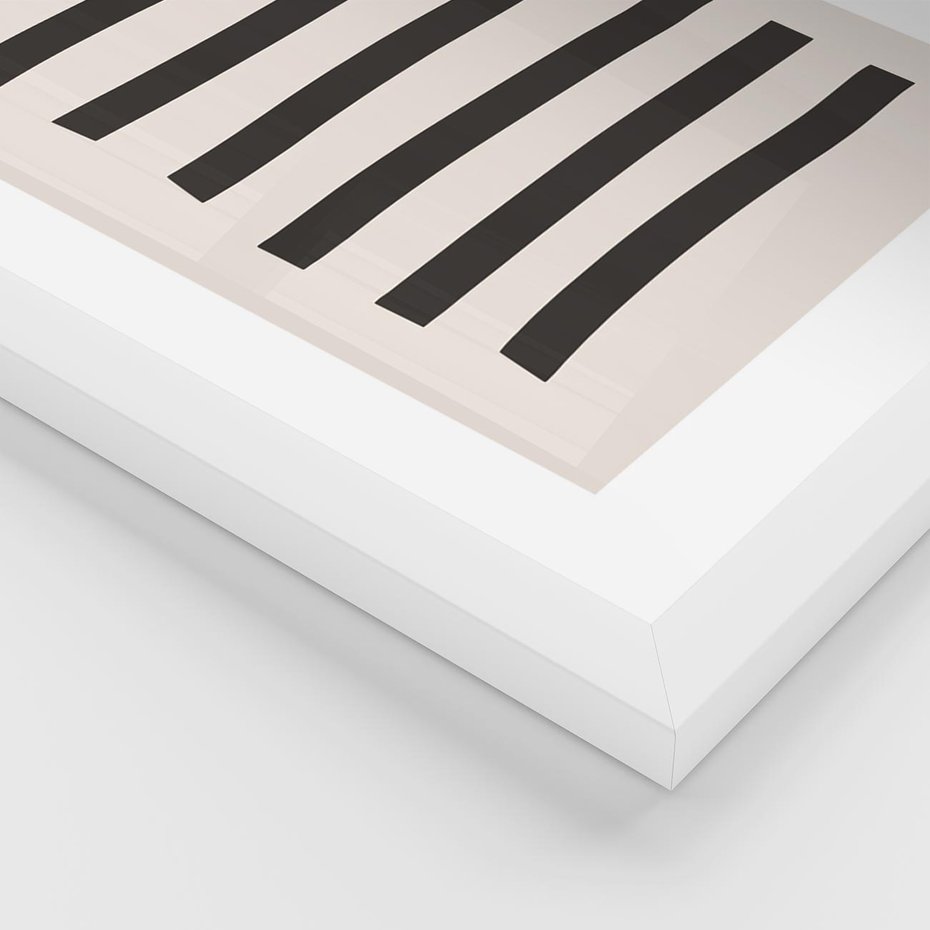 Plakat w ramie 40x50 - Strukturalna Rewolucja Form - minimalizm, czarne pasy - rama biała