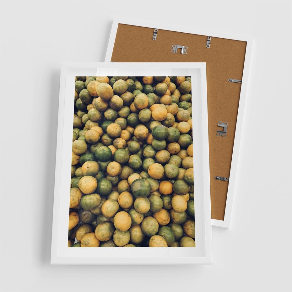 Plakat w ramie 50x70 - Świeżość Cytrusów - cytryny, limonki - rama biała