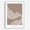 Obraz w ramie 50x70 - Harmonijne Granice - sztuka minimalizmu, biała rycina - rama biała