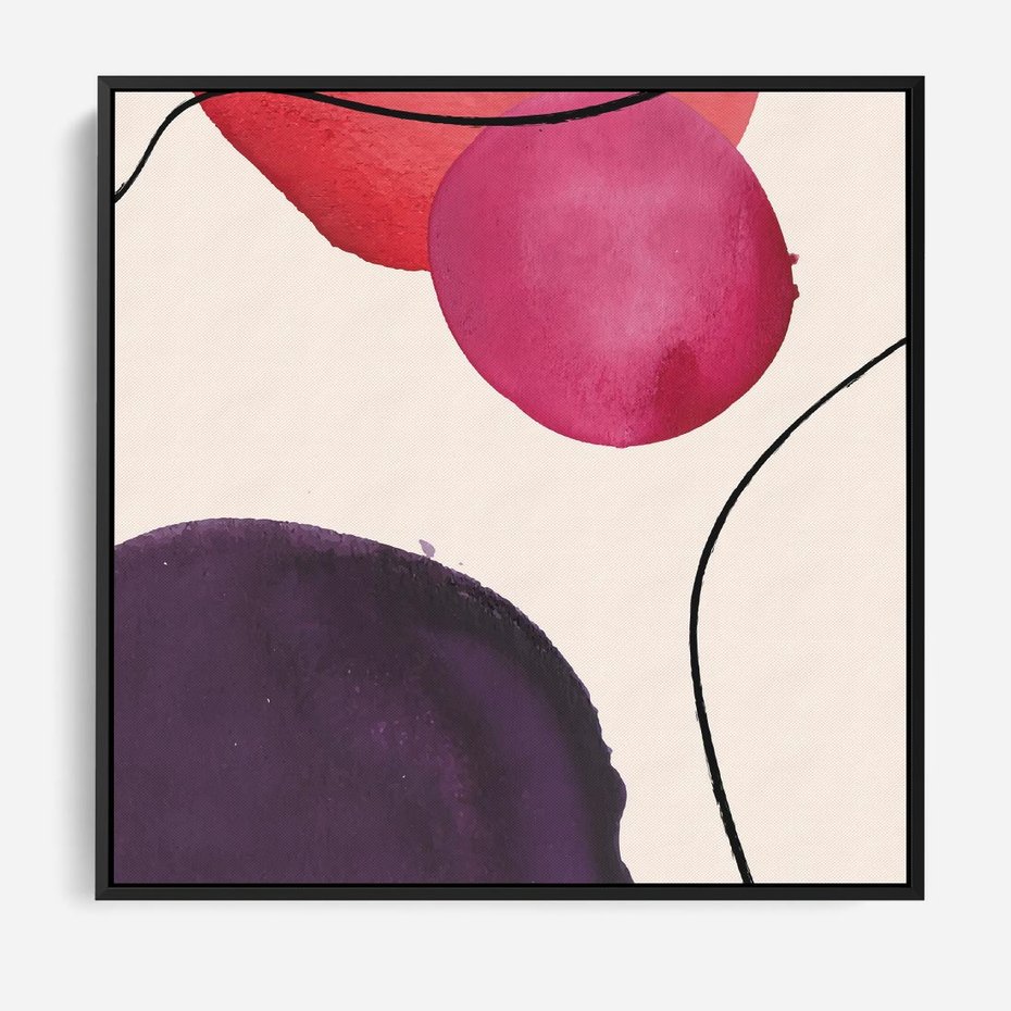 Obraz w ramie 50x50 - Kolorowe Impresje - abstrakcyjne akwarelowe plamy, nieregularne linie - rama czarna