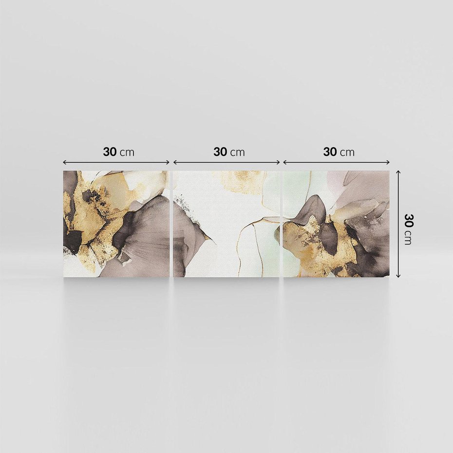 Obraz na płótnie 90x30 - Nowoczesne Elegancje - akwarela, złote linie i plamy