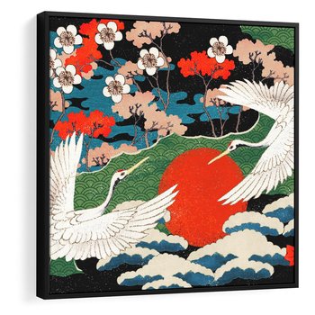 Obraz w ramie 50x50 - Wibracje emocji - sztuka japońska, wyraziste kolory - rama czarna