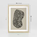 Plakat w ramie 30x40 - Nowoczesne Odbicia Wnętrza - boho plakat, czarne kropki kreski - rama drewno
