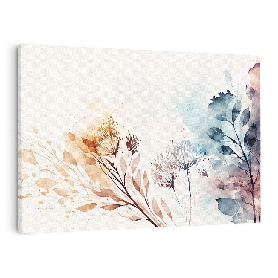 Obraz na płótnie 100x70 - Nostalgiczne tańce pędzla - akwarelowe kwiaty, gałęzie